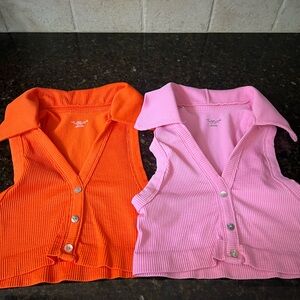 Urban Outfitters Sleeveless Tops - Orange and Pink